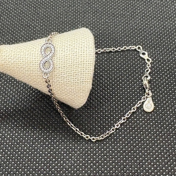 Like New Retired authentic PANDORA CZ Infinity bracelet ALE 925 sterling silver - Picture 2 of 6